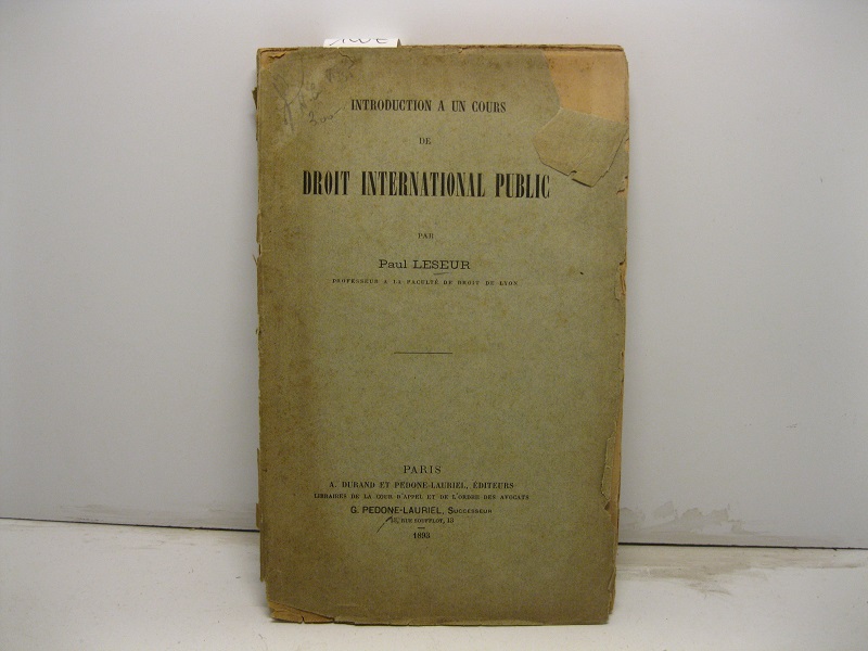 Introduction a un cours de droit international public